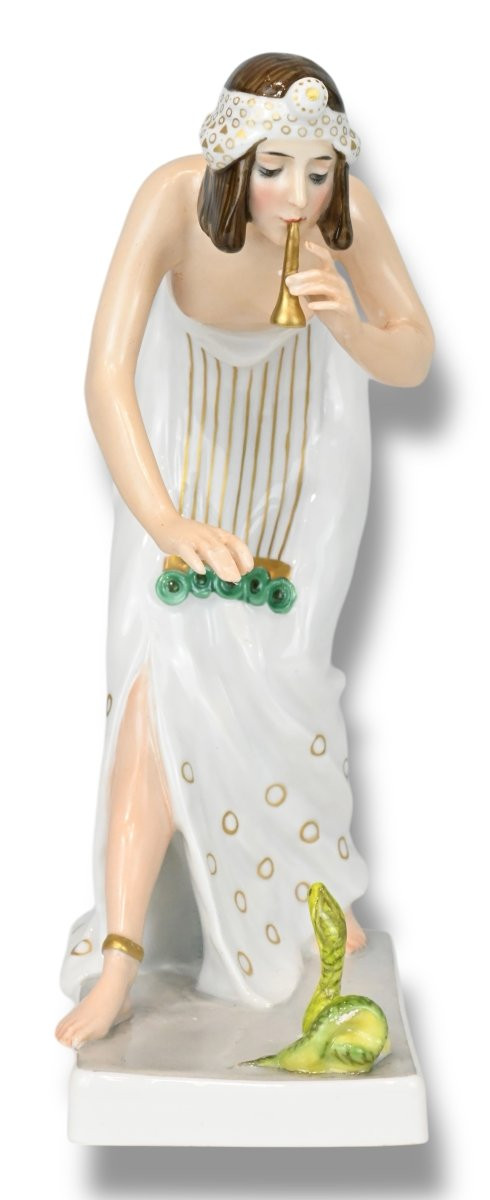 Rosenthal - Incantatrice di serpenti In Porcellana Policroma - Germania Anni 20-photo-3
